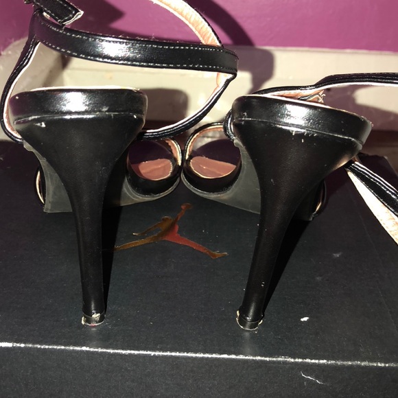 Black leather ankle strap heels - Picture 3 of 4
